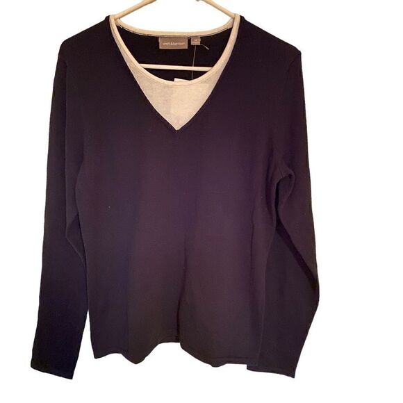 Croft & Barrow NEW long sleeve black white medium sweater - Picture 1 of 5